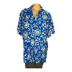 Fely’s Hawaii Hawaiian Shirt – Blue with White Floral Print